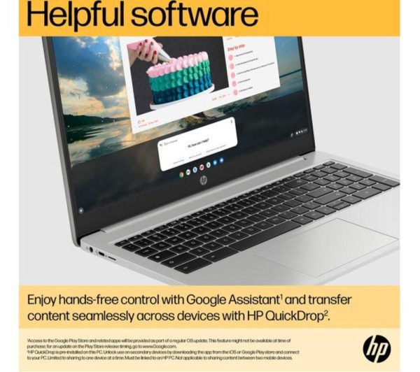 HP 15a-na0500sa 15.6" Refurbished Chromebook - IntelÂ® PentiumÂ®, 128 GB eMMC, Silver (Excellent Condition)