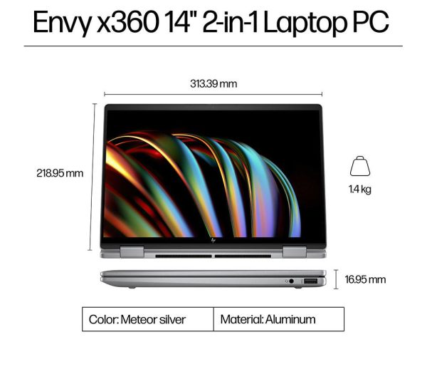 HP ENVY x360 14-fc0500na 14" 2 in 1 Laptop - Intel® Core Ultra 5, 512 GB SSD, Silver
