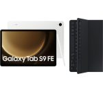 SAMSUNG Galaxy Tab S9 FE 10.9" Tablet (128 GB, Silver) & Galaxy Tab S9 and S9 FE Slim Book Cover Keyboard Case Bundle