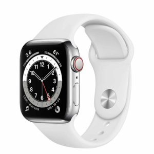 Apple Watch Series 6 GPS + Cellular Silver SS 44MM White Sport Band