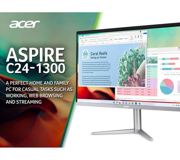 ACER Aspire C24-1300 23.8" All-in-One PC - AMD Ryzen 5, 1 TB SSD, Black